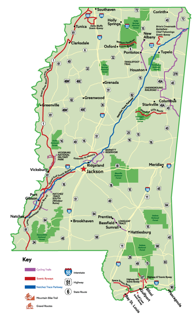 Mississippi cycling trail map